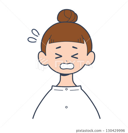 A young woman's troubled expression, front upper body, simple illustration A young woman's troubled expression, front upper body, simple illustration 130429996