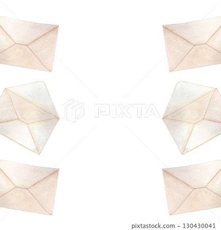 Envelope close and open, watercolor vertical frame isolated on white. Hand drawn high quality art. Simple flat style illustration for stationary designs, cards, notebooks, textile, packages design Envelope close and open, watercolor vertical frame isolated on white. Hand drawn high quality art. Simple flat style illustration for stationary designs, cards, notebooks, textile, packages design 130430041