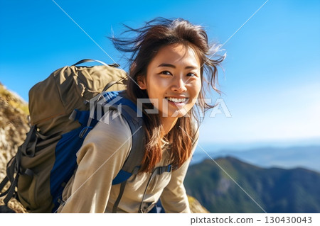 一名女子正在爬山 2 AI 生成的圖像 130430043
