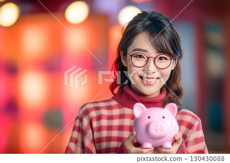 Woman with a piggy bank 1 AI-generated image 130430088