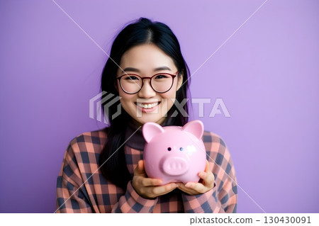 Woman with a piggy bank 4 AI-generated image 130430091