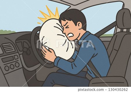The driver was hit by the steering wheel when the airbag deployed during the accident. 130430262