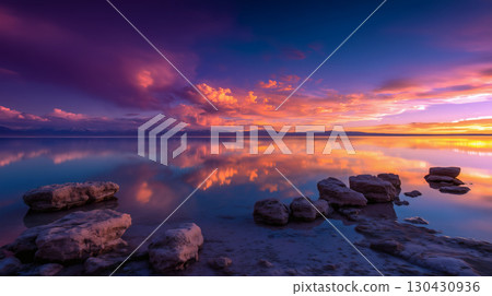 Sunrise reflection on calm water Sunrise reflection on calm water 130430936