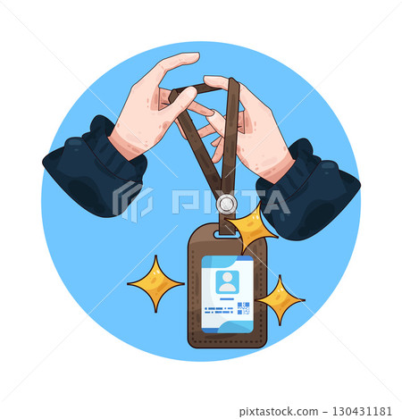illustration of Hand Holding ID Card 130431181