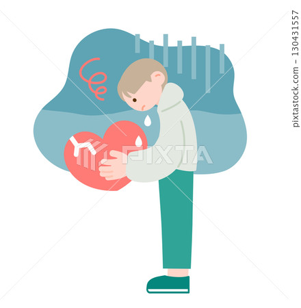 一位遭受情感創傷和孤獨的年輕人的形象 一位遭受情感創傷和孤獨的年輕人的形象 130431557