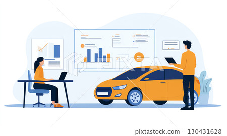 Insurance agent discussing car insurance with client in office 130431628