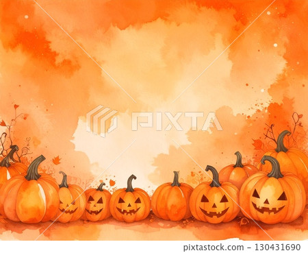 Orange Halloween pumpkin illustration background Orange Halloween pumpkin illustration background 130431690