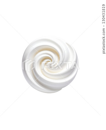 Delicious chocolate cream dessert with cream swirl design, isolated on white background. 130431819
