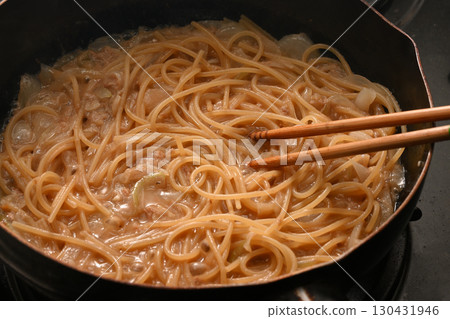 Japanese-style pasta being cooked 130431946