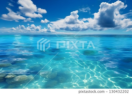 Beautiful sea and blue sky 4 AI generated image 130432202