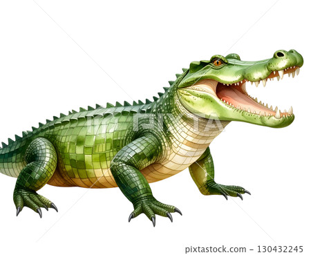Large green reptiles including crocodiles, isolated on white background. Large green reptiles including crocodiles, isolated on white background. 130432245
