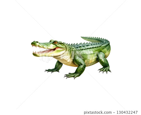 Large green reptiles including crocodiles, isolated on white background. Large green reptiles including crocodiles, isolated on white background. 130432247