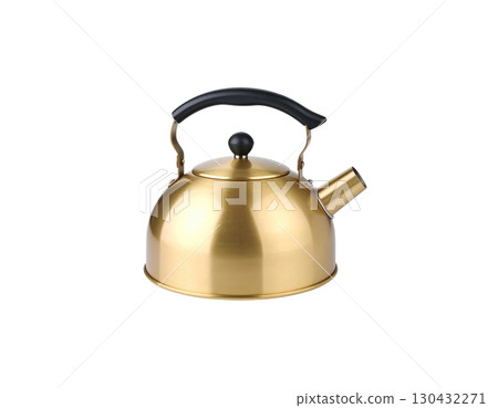 Old metal tea kettle isolated on white background 130432271