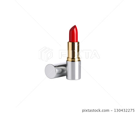 Red lipstick on white background Red lipstick on white background 130432275
