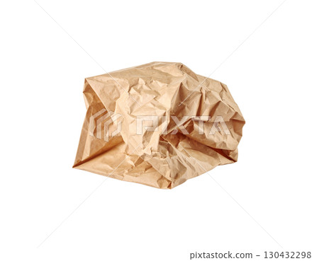 Crumpled paper ball isolated on white background 130432298