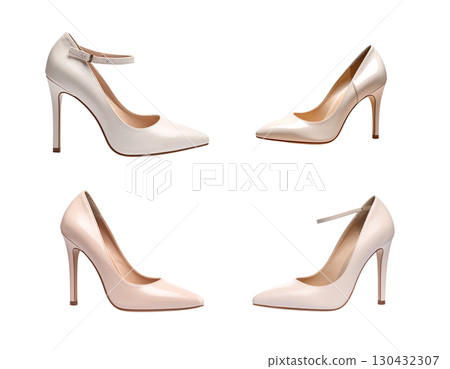 Elegant black leather high heels: a fashionable accessory for the modern woman 130432307