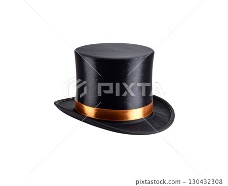 Black top hat with white accents 130432308