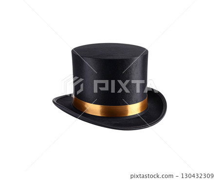 Black top hat with white accents 130432309