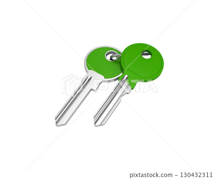 Isolated shiny metal key chain on white background. Isolated shiny metal key chain on white background. 130432311