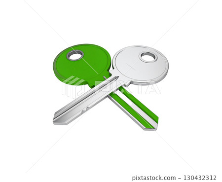 Isolated shiny metal key chain on white background. Isolated shiny metal key chain on white background. 130432312