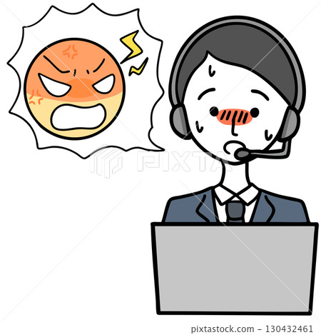 A nervous man in a call center and a complainer A nervous man in a call center and a complainer 130432461