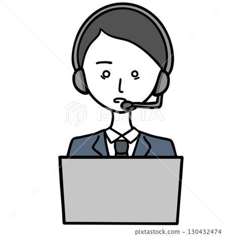 Mentally exhausted call center worker 130432474