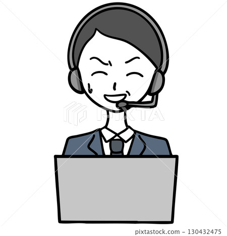 呼叫中心一名男子苦笑 呼叫中心一名男子苦笑 130432475