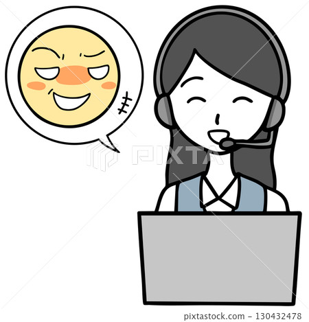 Smiling call center woman and sexual harasser Smiling call center woman and sexual harasser 130432478