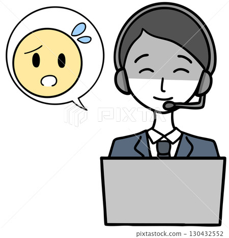 A man at a call center with a scheming motive and a person in trouble A man at a call center with a scheming motive and a person in trouble 130432552