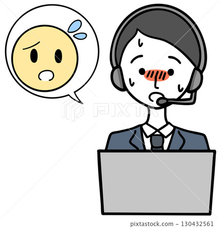 呼叫中心裡一個緊張的男人和一個陷入困境的人 130432561