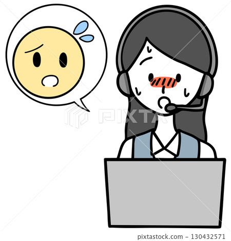 一位緊張的呼叫中心女士和一個陷入困境的人 130432571