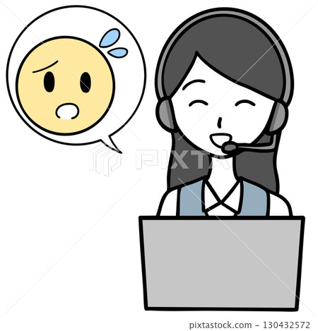 微笑的呼叫中心女士和陷入困境的人 130432572