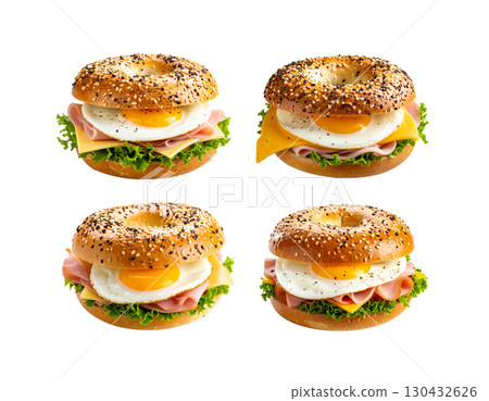 A grilled beef cheeseburger with lettuce, tomato, and sesame bun, isolated on a white background 130432626