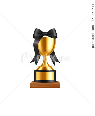 Golden trophy isolated on white background. 130432654