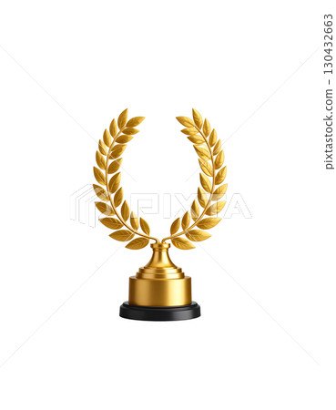 Golden laurel wreath icon isolated on white background. 130432663