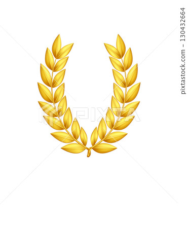 Golden laurel wreath icon isolated on white background. Golden laurel wreath icon isolated on white background. 130432664