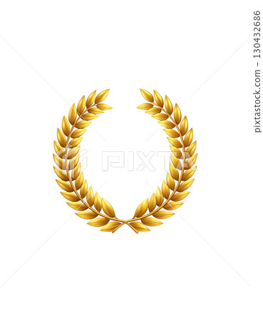 Golden laurel wreath icon isolated on white background. Golden laurel wreath icon isolated on white background. 130432686