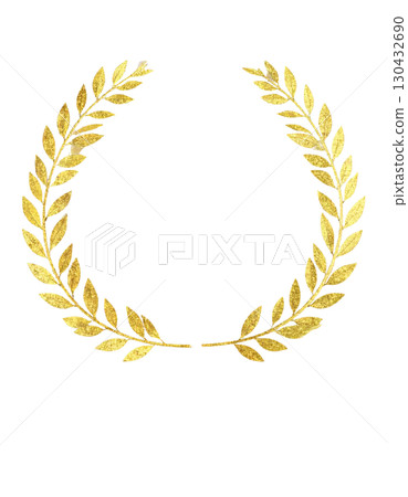 Golden laurel wreath icon isolated on white background. 130432690