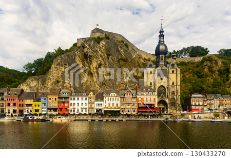Residential buildings and Notre Dame de Dinant along Meuse River Residential buildings and Notre Dame de Dinant along Meuse River 130433270