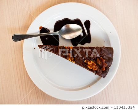 Piece of brawny with walnuts served in a plate 130433384