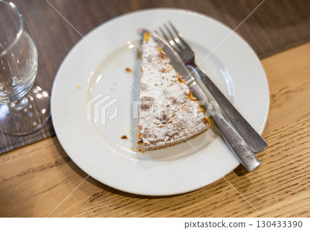 Spanish Almond Cake on a Plate 130433390