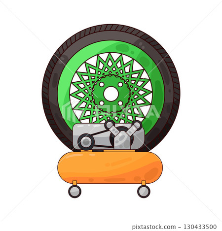 illustration of tire with air compressor 130433500