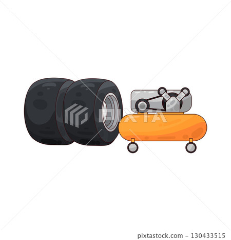 illustration of tire with air compressor 130433515