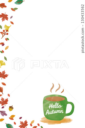 Autumn frame with Hello Autumn lettering_vertical (watercolor touch) Autumn frame with Hello Autumn lettering_vertical (watercolor touch) 130433562