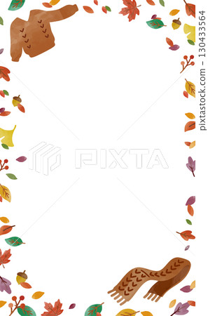 Sweater and scarf autumn leaf frame_vertical 130433564