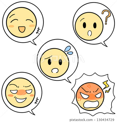 一組 5 種表情和語音泡泡 130434729