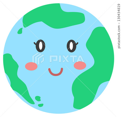 minimal clip art cartoon earth with smile face minimal clip art cartoon earth with smile face 130434819