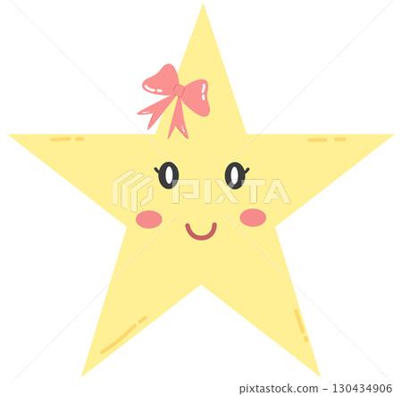 minimal and cute star with smile face and bow minimal and cute star with smile face and bow 130434906