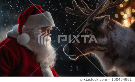 Santa Claus and reindeer 130434991