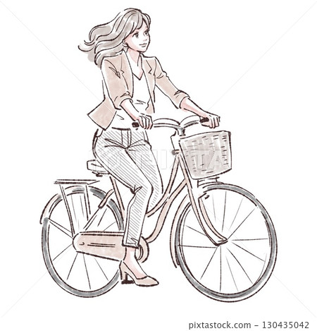 Watercolor and hand-drawn illustration material of women and girls 130435042